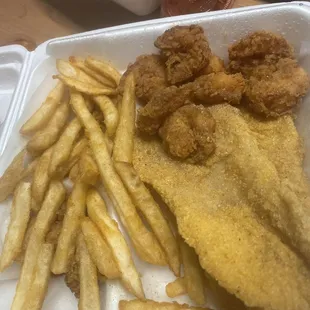 Combo: Fish and Shrimp, it comes with fries.