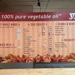 Current menu pricing 7/3/22