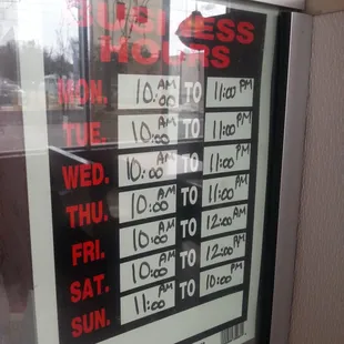 Restaurant hours