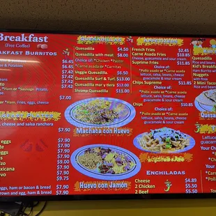 Breakfast menu