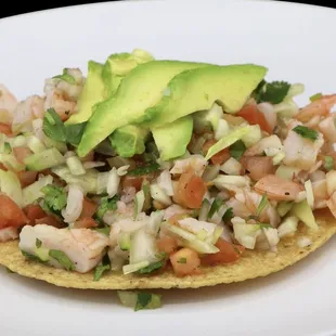 Shrimp ceviche tostada