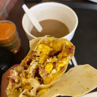 Breakfast burrito w/bacon