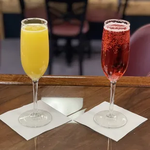 Mimosas available with orange or cranberry juice