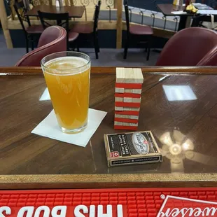 While enjoying our bar ask about playing Jenga or cards!