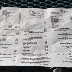 Menu (outside copy - pardon the "well used" wrinkles)!