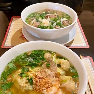 Egg noodle wonton soup and create your own :) so much flavor! I highly recommend.