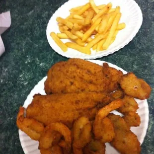 Hand Breaded Trout, Shrimp, Oysters and Thick cut French fries!