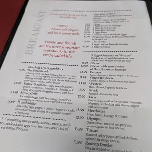 menu