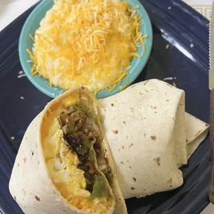 Breakfast Burrito &amp; Cheesy Grits