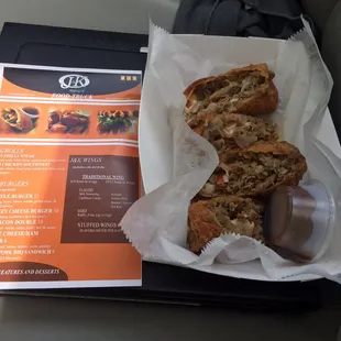 a sandwich and a menu