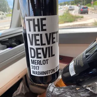 a bottle of the velvete devil merlot