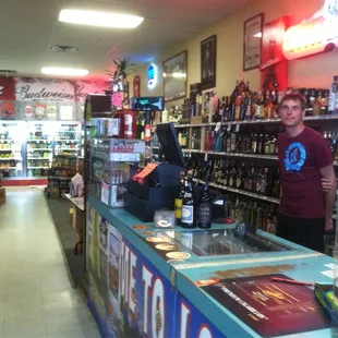 a man in a liquor store