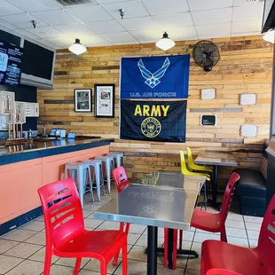 a view of the dining area