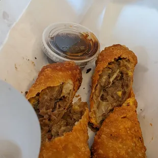 Philly steak egg rolls