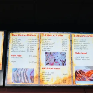 the menu and prices