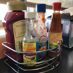 a variety of condiments
