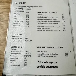 Beverage menu - 2/17/24