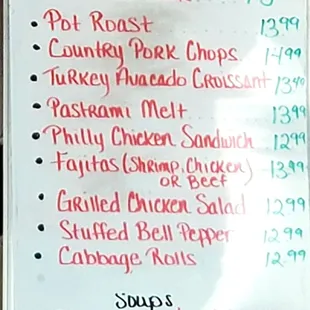 menu
