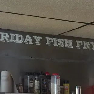 ows the sign for friday fish frys