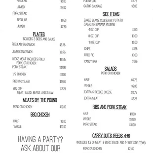 Updated menu 2022
