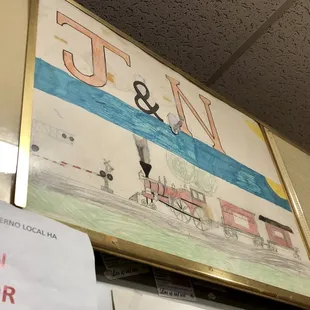 a drawing of a man on a train