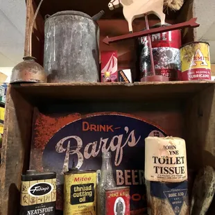 a display of items on a shelf