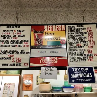a menu and prices