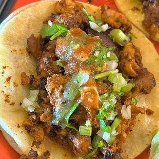 Al Pastor green and red sauce mix a must!
