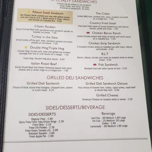 menu
