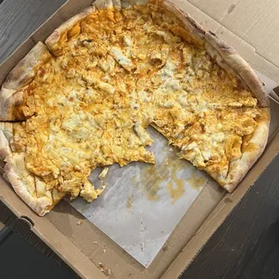 a half eaten pizza