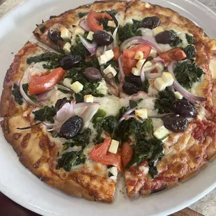 Gluten Free Mediterranean Veggie Pizza