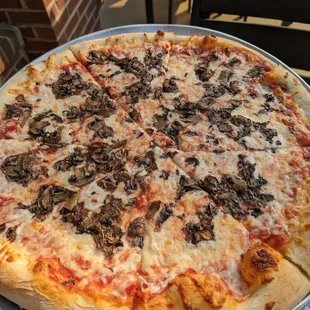 a pizza on a pan