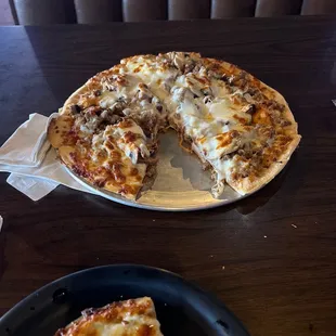 Double sausage and mushroom pizza