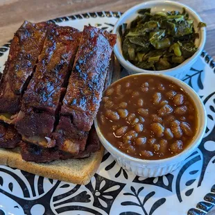Rib Dinner w/ Collards and Baked Beans!