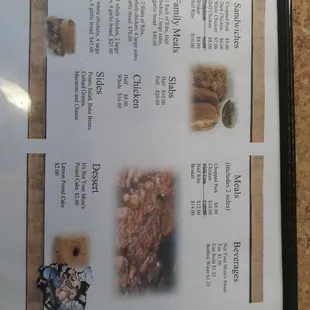 the menu for the restaurant