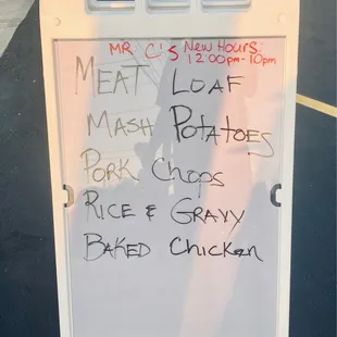 shows a menu sign