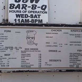 Current menu and hours. Lots of tasty choices ahead!