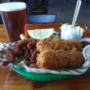 Combo 2--clams!.Beer and table in Flipside.