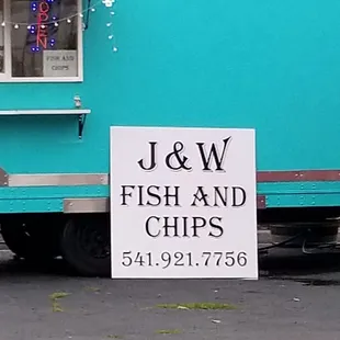 a blue food truck