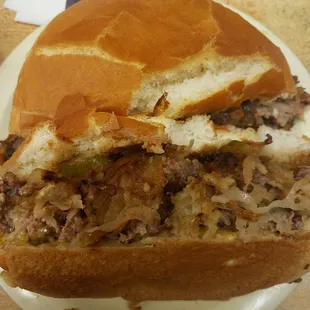 Double meat and cheese onion burger -an Oklahoma staple.
