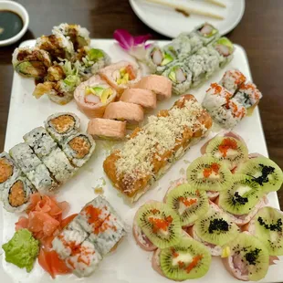 Assorted hand rolls and chef special rolls