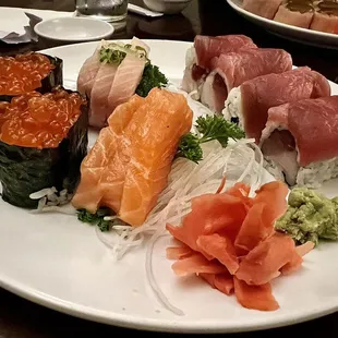 Salmon Roe, Yellowtail, Salmon, &amp; Million Roll