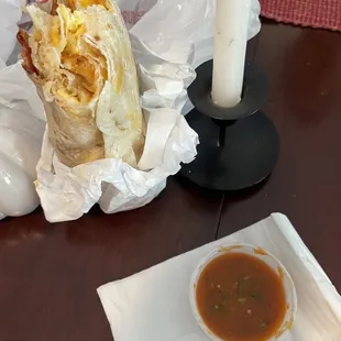 A picture of their breakfast burrito