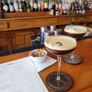 two cocktails on the bar