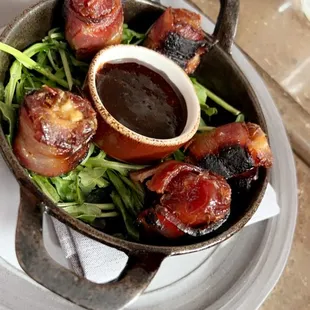 Bacon wrapped blue cheese stuffed dates