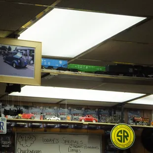 Train and track suspended from the ceiling