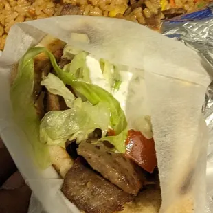 Gyro and fried rice