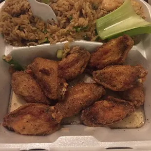 Honey garlic wings and shrimp fried rice (J Special)