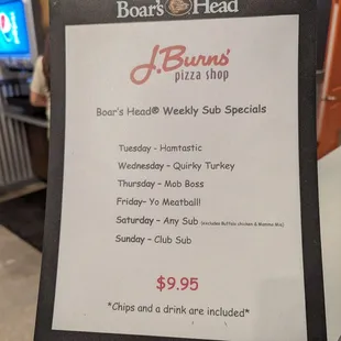 Sandwich specials