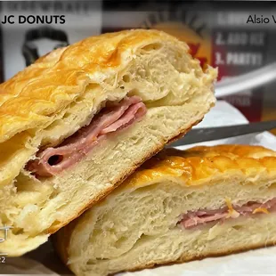 Ham &amp; Cheese Croissant - detail (A bit sparse on the ham &amp; cheese of the &quot;Ham &amp; Cheese Croissant; more please.)